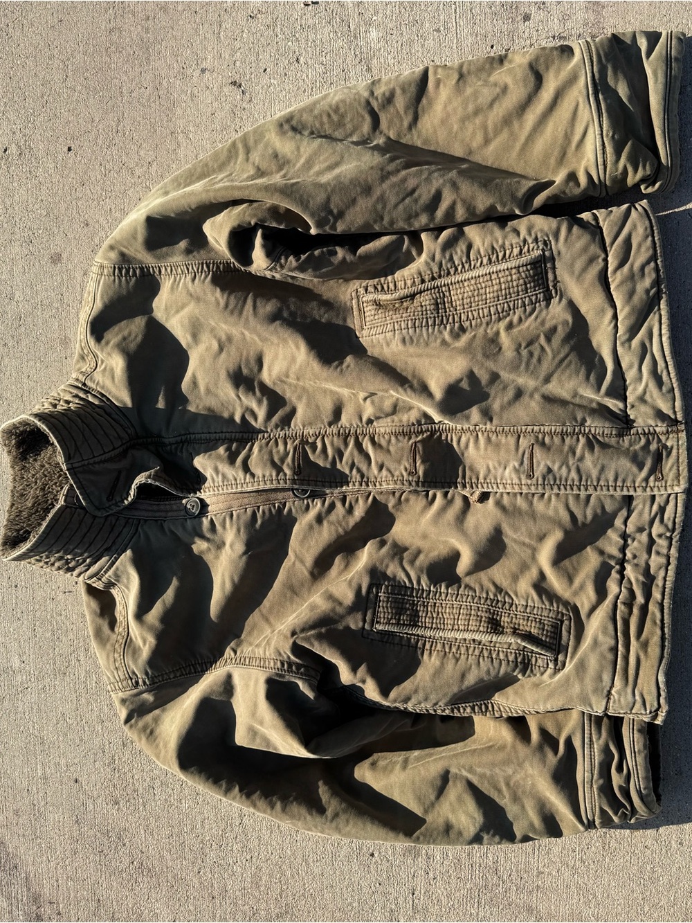 Abercrombie Fitch Adirondack Deck Jacket Large Olive Green Perfectly Distressed